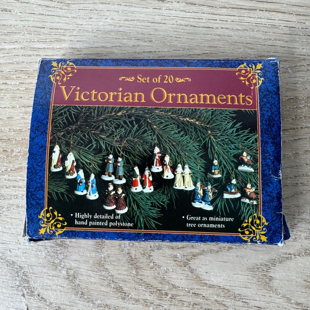 Giftco Victorian Ornaments Set of 20 Hand Painted Polystone Miniature Christmas